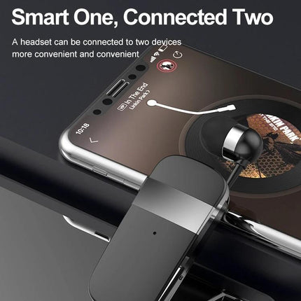 Clip On Bluetooth Headset With Vibration Call Alerts For Commuters sleek clip-on headset shown attached to smartphone with earbuds