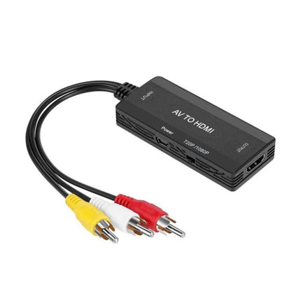 AV to HDMI Converter for Analog Video to Digital TV Connections - compact plug-and-play adapter with RCA cables for VHS and legacy consoles