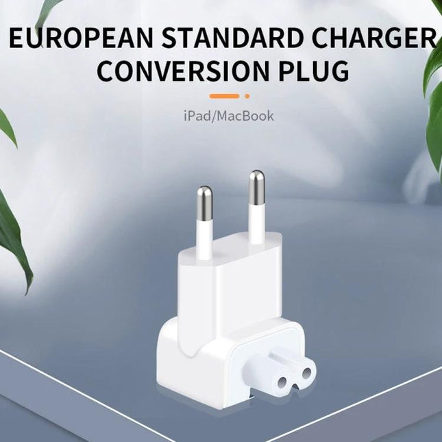 EU Plug Power Adapter for iPad and MacBook Charging Needs - white European charger conversion plug for travel and home use