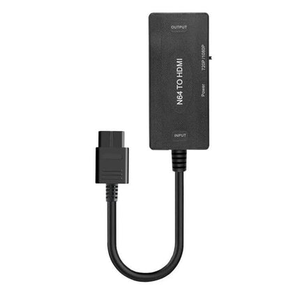 SNES N64 to HDMI Video Converter for Retro Gaming on TVs compact black adapter with N64 connector and HDMI output cable