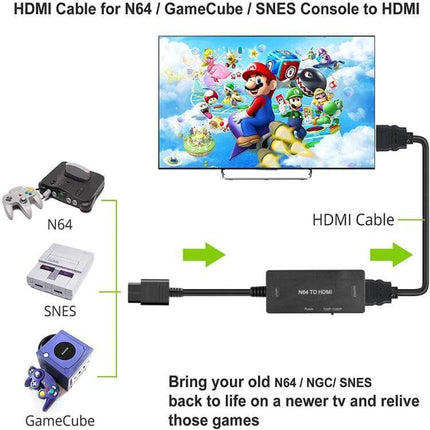 SNES N64 to HDMI Video Converter for Retro Gaming on TVs connecting N64 SNES GameCube to modern HDMI TV