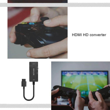 SNES N64 to HDMI Video Converter for Retro Gaming on TVs – compact HDMI adapter connecting classic SNES and N64 to modern HDTVs for plug-and-play gameplay