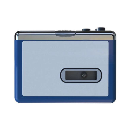 Ezcap Portable Cassette Player with Bluetooth Streaming Capability - blue portable cassette player front view for wireless playback and digitizing tapes