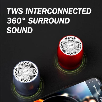 EWA Portable Bluetooth Speaker For Indoor And Outdoor Use - compact TWS pair 360° surround sound metal body