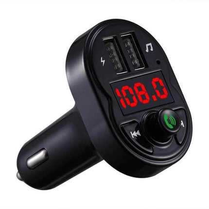 Car Handsfree Kit With FM Transmitter For In-Car Calls And Music - black FM transmitter with USB ports and digital display