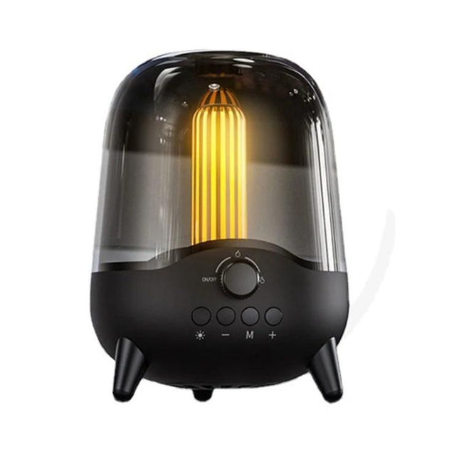 Night Light Speaker With Soothing Breathing Light For Bed showing warm 360° breathing light and Bluetooth speaker controls