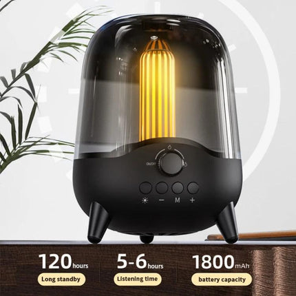 Night Light Speaker With Soothing Breathing Light For Bed in black, Bluetooth lamp-speaker with warm 360° breathing glow