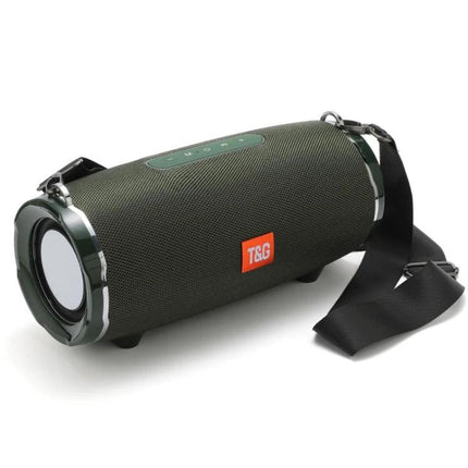 TG Portable Bluetooth Speaker With FM Radio For Commute compact green portable speaker with strap, Bluetooth 5.0, TF/USB, FM radio