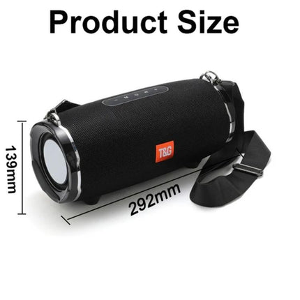 TG Portable Bluetooth Speaker With FM Radio For Commute compact black travel speaker 292mm x 139mm with strap and controls