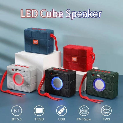 T And G Portable Speaker With LED Light For Outdoor Gatherings compact Bluetooth 5.0 cube speaker with LED