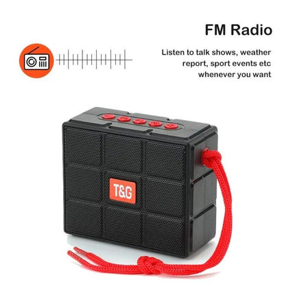 T And G Portable Speaker With LED Light For Outdoor Gatherings compact Bluetooth speaker with FM and red strap