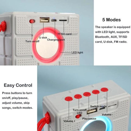 T And G Portable Speaker With LED Light For Outdoor Gatherings compact Bluetooth speaker with LED ring and controls