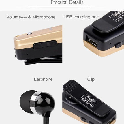 Retractable Cable Bluetooth Headset White With Vibration Alert For Commuting - white retractable cable headset with USB port
