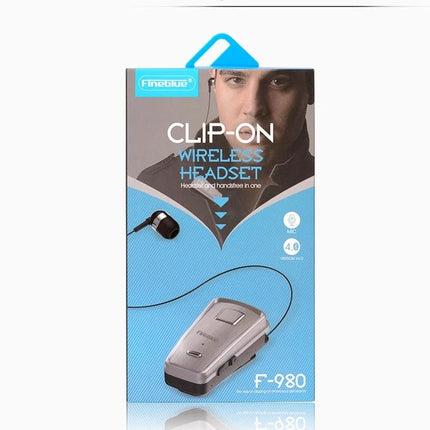 Retractable Cable Bluetooth Headset White With Vibration Alert For Commuting compact clip-on design for commuters