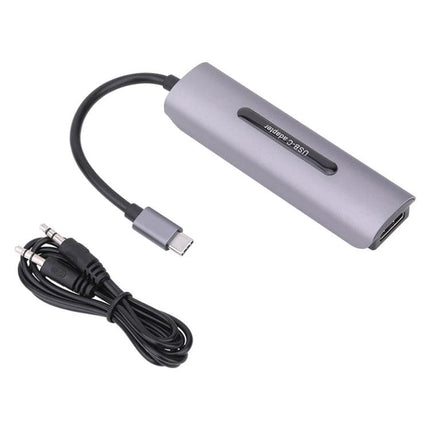 USB HDMI Video Capture Card for Live Streaming and Recording - compact USB-C capture device with HDMI input and audio cable for streaming and recording