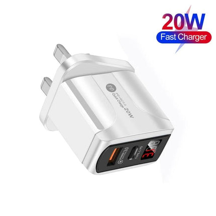 Reliable USB Charger for Everyday Home and Travel Use - compact 20W fast charger with USB ports and LED display for phones and tablets