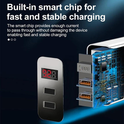 Reliable USB Charger for Everyday Home and Travel Use with built-in smart chip, dual USB ports and LED display for stable fast charging