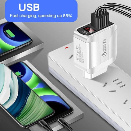 Reliable USB Charger for Everyday Home and Travel Use white dual-port wall adapter charging two smartphones on power strip