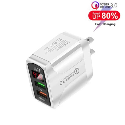 Reliable USB Charger for Everyday Device Use at Home and Travel - white dual-port fast charging wall adapter with LED indicator