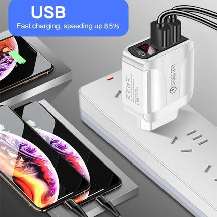Reliable USB Charger for Everyday Device Use at Home and Travel with LED indicator powering phones on a power strip
