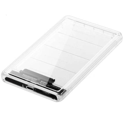 Portable Transparent Enclosure for 2.5-Inch Hard Drives clear ABS USB-C portable 2.5" SATA external case, shockproof and fire-retardant