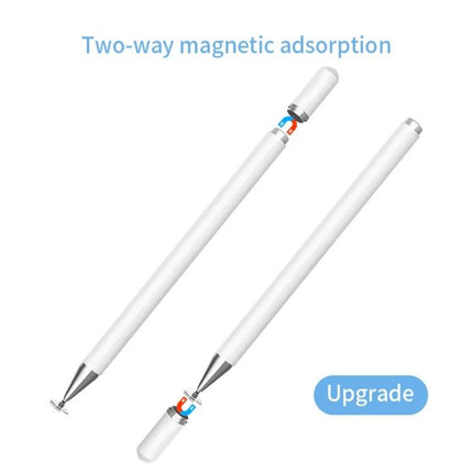 Precision Stylus Pen for Touch Screens with Magnetic Cap Design shown with two-way magnetic cap and precise disc tip for tablet and phone use