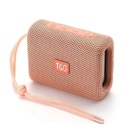 T G Compact Bluetooth Speaker For Outdoor Walks Picnics And Hikes compact pink portable Bluetooth speaker with strap