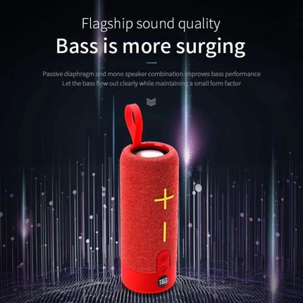TG Portable Waterproof Bluetooth Speaker For Travel And Beach Use red cylindrical speaker with bass emphasis and carry loop near water