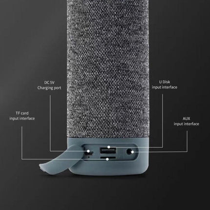 TG Portable Waterproof Bluetooth Speaker For Travel And Beach Use showing TF card, DC 5V, U disk and AUX ports on base