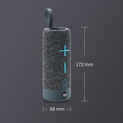TG Portable Waterproof Bluetooth Speaker For Travel And Beach Use compact cylindrical Bluetooth speaker with strap, 172mm x 68mm