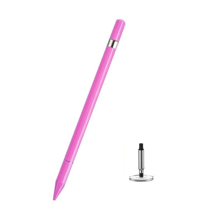 2-in-1 Capacitive Stylus Pen with Writing Function for Touch Screens pink stylus with 7mm transparent disc tip and removable pen nib