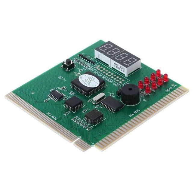 Four-Digit PCI Diagnostic Card for Motherboard Troubleshooting - PCI/ISA POST code reader with 4-digit display and LEDs for technicians