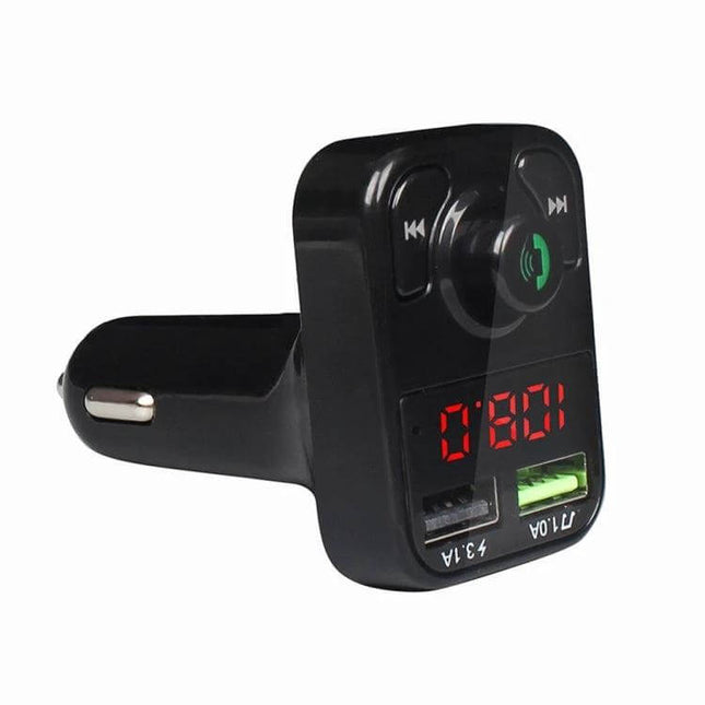 X3 Wireless Handsfree Car Kit With FM Transmitter For In Car Use compact black FM transmitter with USB charging and call controls