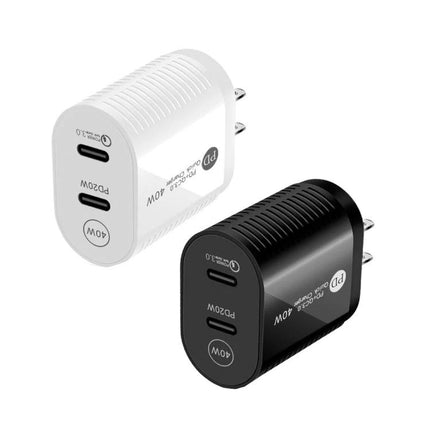 Dual Port Charger for Daily Phone and Tablet Essentials - compact 40W white and black dual PD ports for simultaneous phone and tablet charging