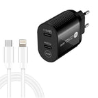 EU Plug + Type-C to 8 Pin Cable / Black