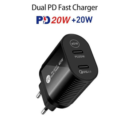 Essential charger for daily device use at home and on the go - compact dual PD 40W+20W fast charger for smartphone and tablet