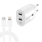 EU Plug + Type-C to 8 Pin Cable / White