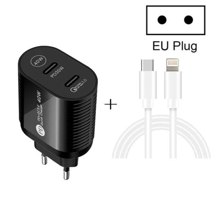 Essential charger for daily device use at home and on the go - compact dual-port PD 40W EU plug with USB-C to Lightning cable