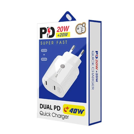 Essential charger for daily device use at home and on the go dual-port PD 40W compact white quick charger for smartphone and tablet