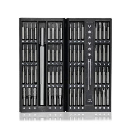 Versatile 63-in-1 Screwdriver Set for Electronics Maintenance with alloy handle, CR-V steel bits and magnetic screwdriver in organized case