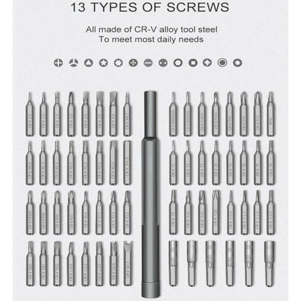 Versatile 63-in-1 Screwdriver Set for Electronics Maintenance - 63 precision CR-V bits with durable alloy magnetic handle for smartphone and laptop repair