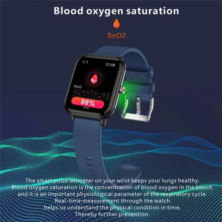 Q9pro Smart Watch For Everyday Health And Activity Tracking - smartwatch displaying SpO2 blood oxygen 98% with blue strap for activity and sleep monitoring