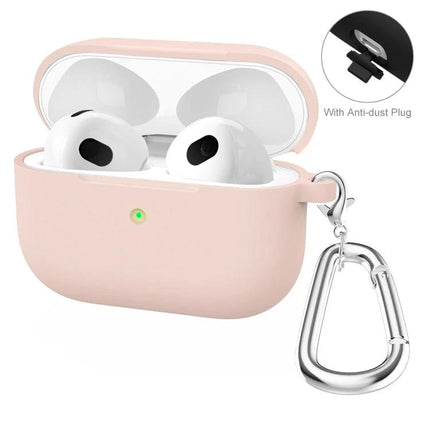 ENKAY Silicone Case Protects Earbuds in Daily Activities - pink silicone protective case with carabiner and anti-dust plug