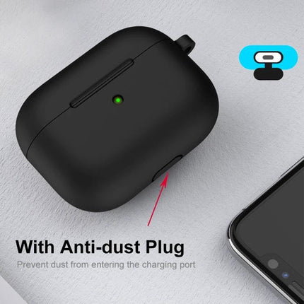 ENKAY Silicone Case Protects Earbuds in Daily Activities — black silicone case with anti-dust plug shielding earbuds from dust and scratches