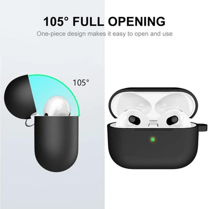 ENKAY Silicone Case Protects Earbuds in Daily Activities - black silicone case with 105° full opening for earbuds, dust-proof and impact protection