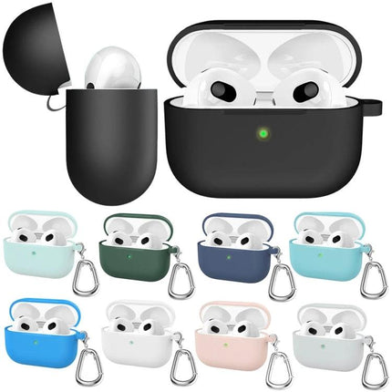 ENKAY Silicone Case Protects Earbuds in Daily Activities - black and color silicone protective cases with carabiner for earbuds, dust-proof durable cover