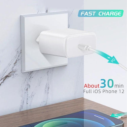 USB-C Charger for Daily Device Powering at Home and Travel - white fast charge wall adapter powering smartphone and tablet