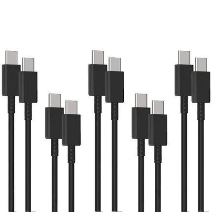 XJ-69 Type-C Cables for Daily Phone Charging Essentials pack of five black Type-C to Type-C charging and data cables for multiple devices