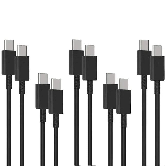 XJ-69 Type-C Cables for Daily Phone Charging Essentials pack of five black Type-C to Type-C charging and data cables for multiple devices