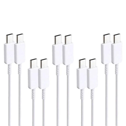 XJ-69 Type-C Cables for Daily Phone Charging Essentials pack of five white Type-C to Type-C charging cables for phones and data transfer